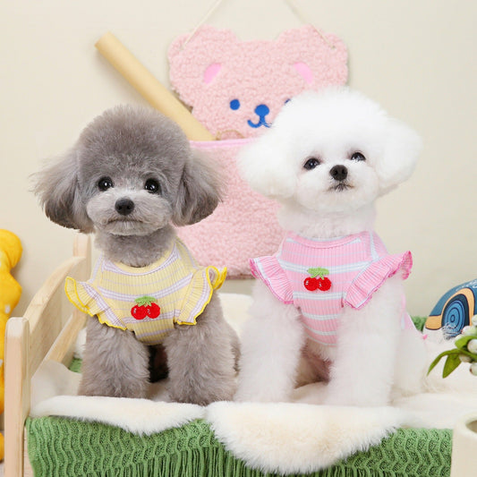 Spring/Summer Dog Clothing Little Cherry Flying Sleeves Tank Top
