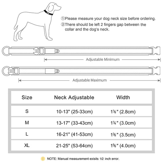 Personalized Dogs Padded Collars Reflective | Custom Name ID Tag Dog Collar | Collar for Pet Small Medium Large Dog - C1532- SLKZGXQ