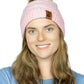 Dianthus Pink Ribbed Beanie with Pom
