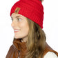 Scarlet Ribbed Beanie with Pom