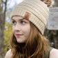 Biscotti Ribbed Knit Hat with Pom