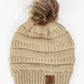 Biscotti Ribbed Knit Hat with Pom