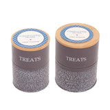 Country Living Dog Treat Canisters - Set of 2 Carbon Steel Jars with Bamboo Lids – Volcanic Gray