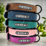 Leather Dog Collar Leash Custom Durable Leather Pet Collars and Leashes Walking Leads Strap Cusomized for Small Medium Large Dog