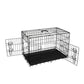Heavy Duty 30 Inch Medium Dog Cage with Divider and Plastic Leak-Proof Pan Tray, Double Door Folding Metal Wire Cage for Indoor, Outdoor, and Travel, Made in Vietnam