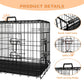 Heavy Duty 30 Inch Medium Dog Cage with Divider and Plastic Leak-Proof Pan Tray, Double Door Folding Metal Wire Cage for Indoor, Outdoor, and Travel, Made in Vietnam